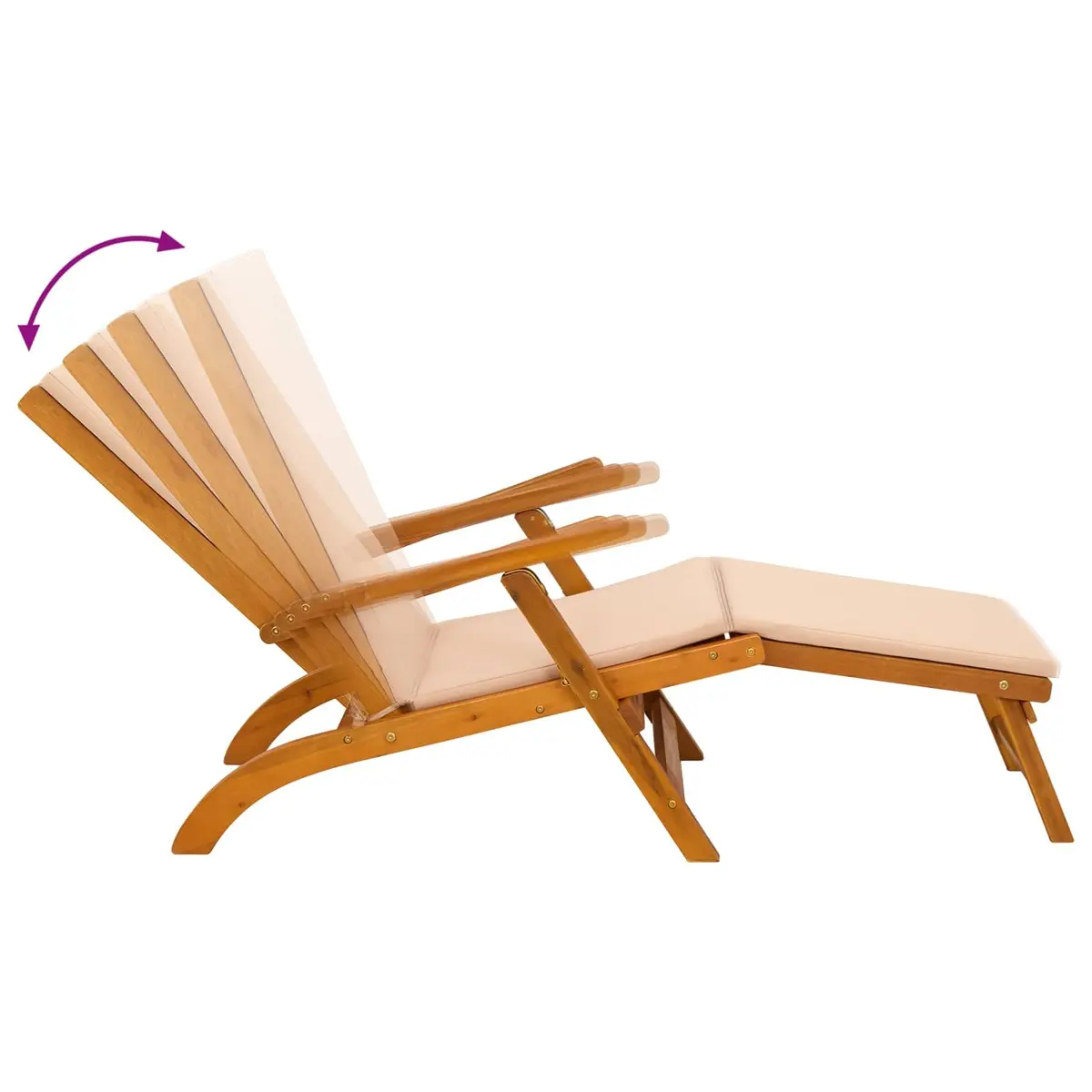 Reclining Sun Lounger Solid Acacia Wood Adjustable Brown 2 Piece