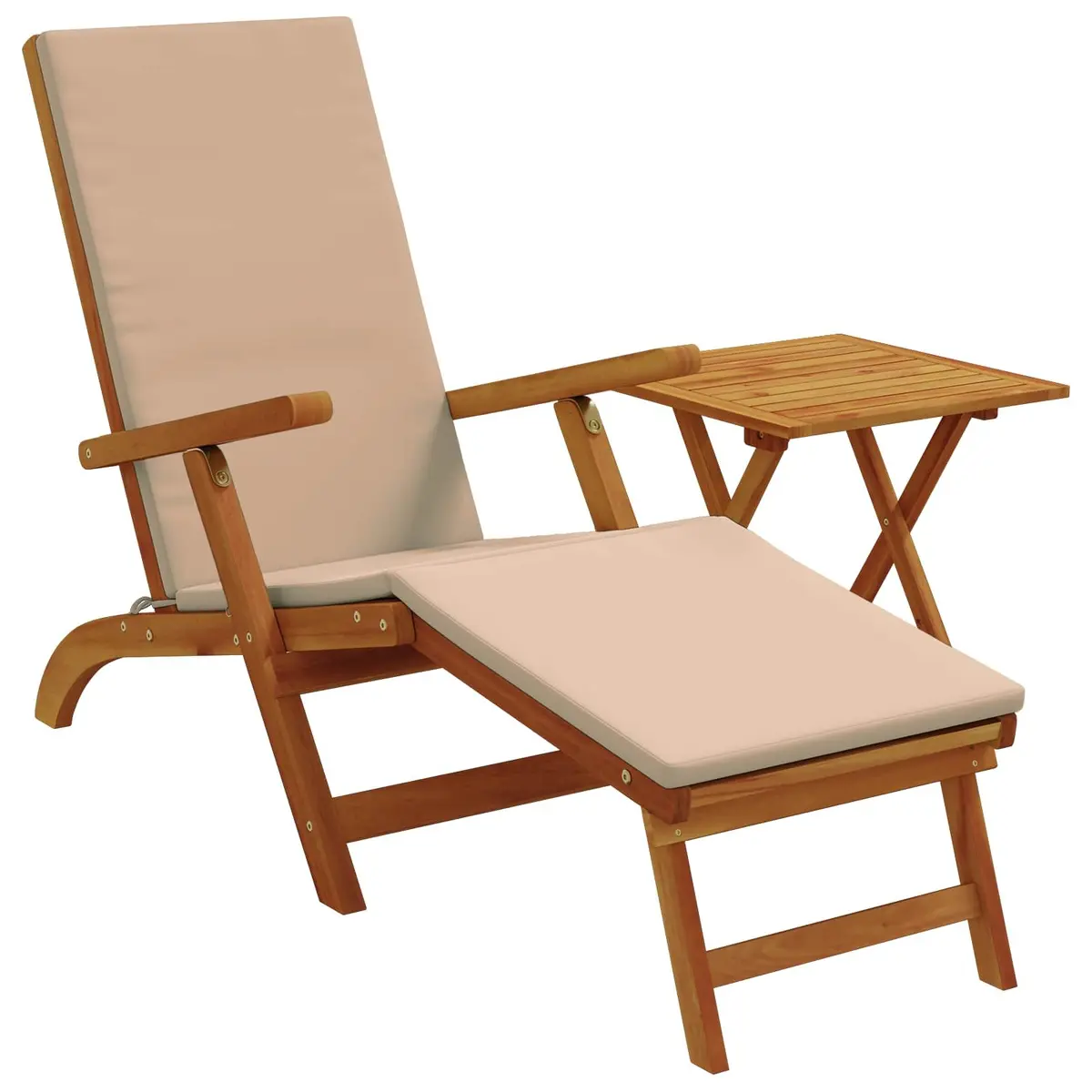 Sun Lounger Acacia Wood 2 pcs Adjustable Backrest Folding Chair Brown