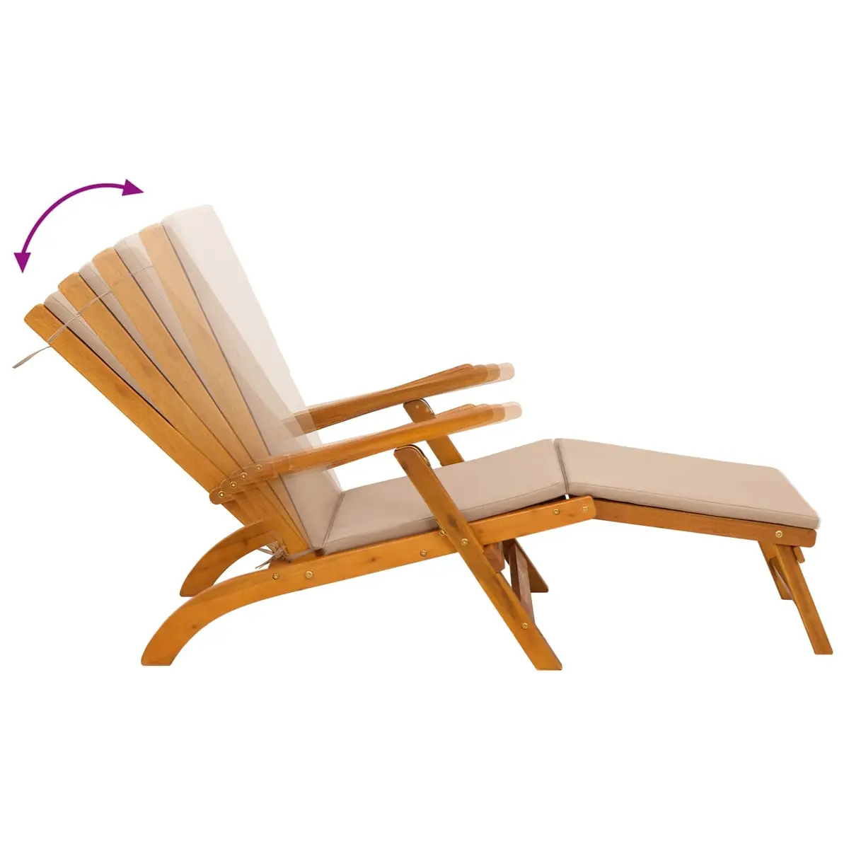 Sun Lounger Acacia Wood 2 pcs Adjustable Backrest Folding Chair Brown
