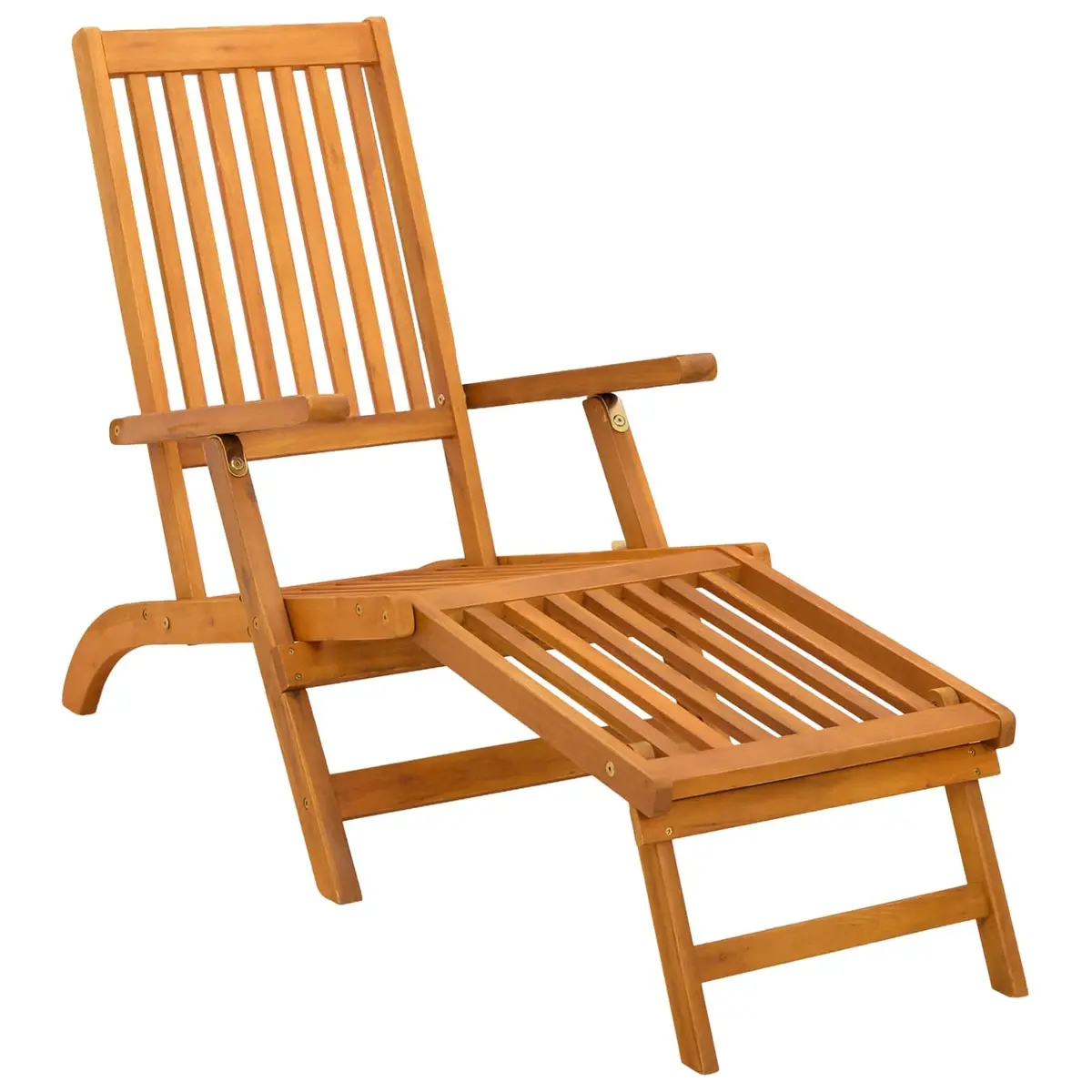 Reclining Sun Lounger Solid Acacia Wood 3 Piece Brown