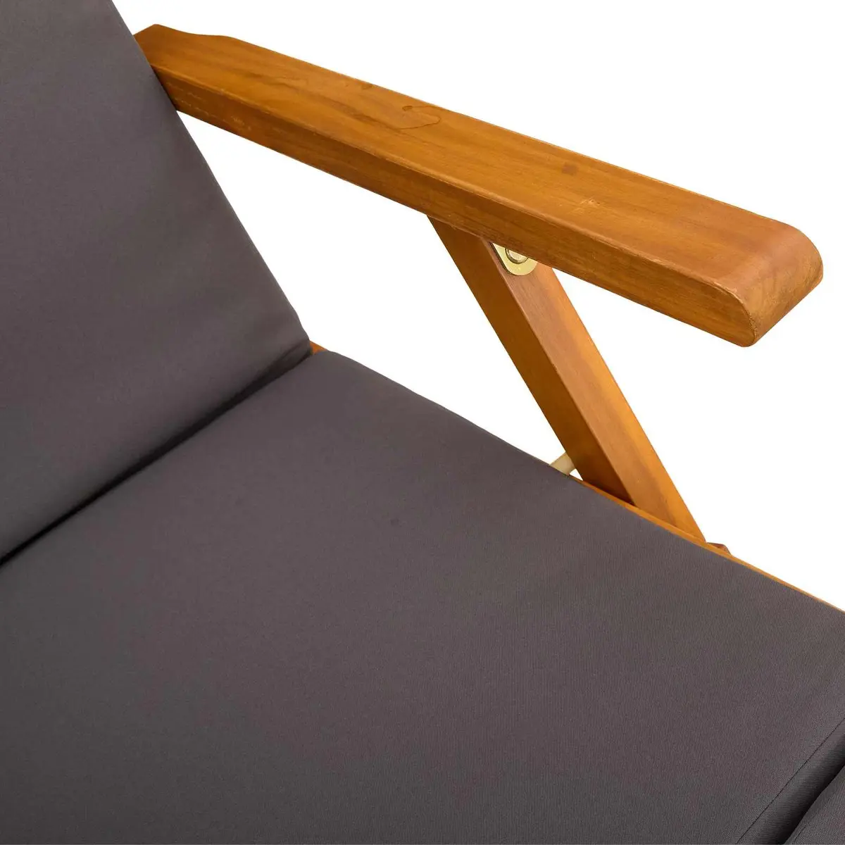 Reclining Sun Lounger Solid Acacia Wood 3 Piece Brown