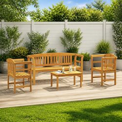 Brown Wood 4-Piece Garden Rose Lounge Set for Patios