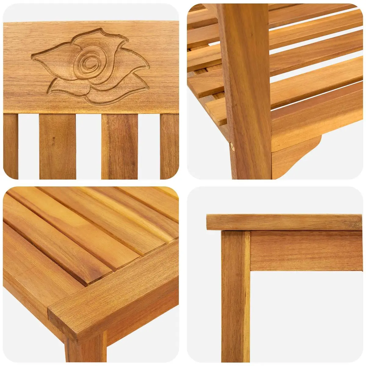 Brown Wood 4-Piece Garden Rose Lounge Set for Patios