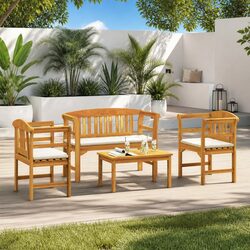 Acacia Wood Garden Rose 4-Piece Lounge Set