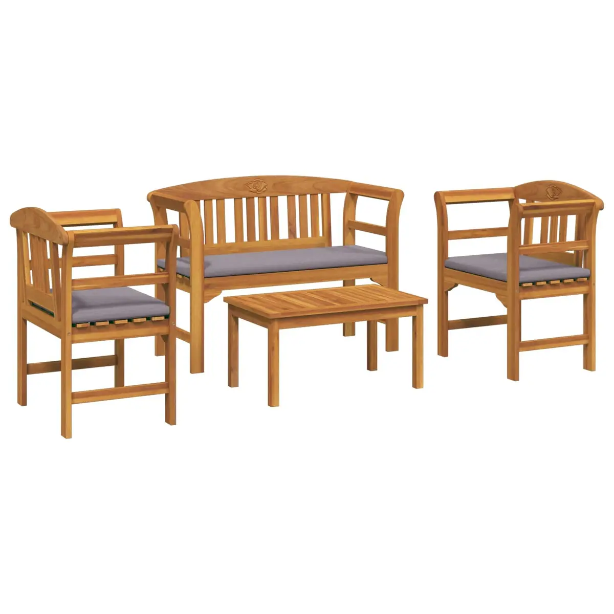 Outdoor Lounge Set Solid Acacia Wood 4 Pieces Brown
