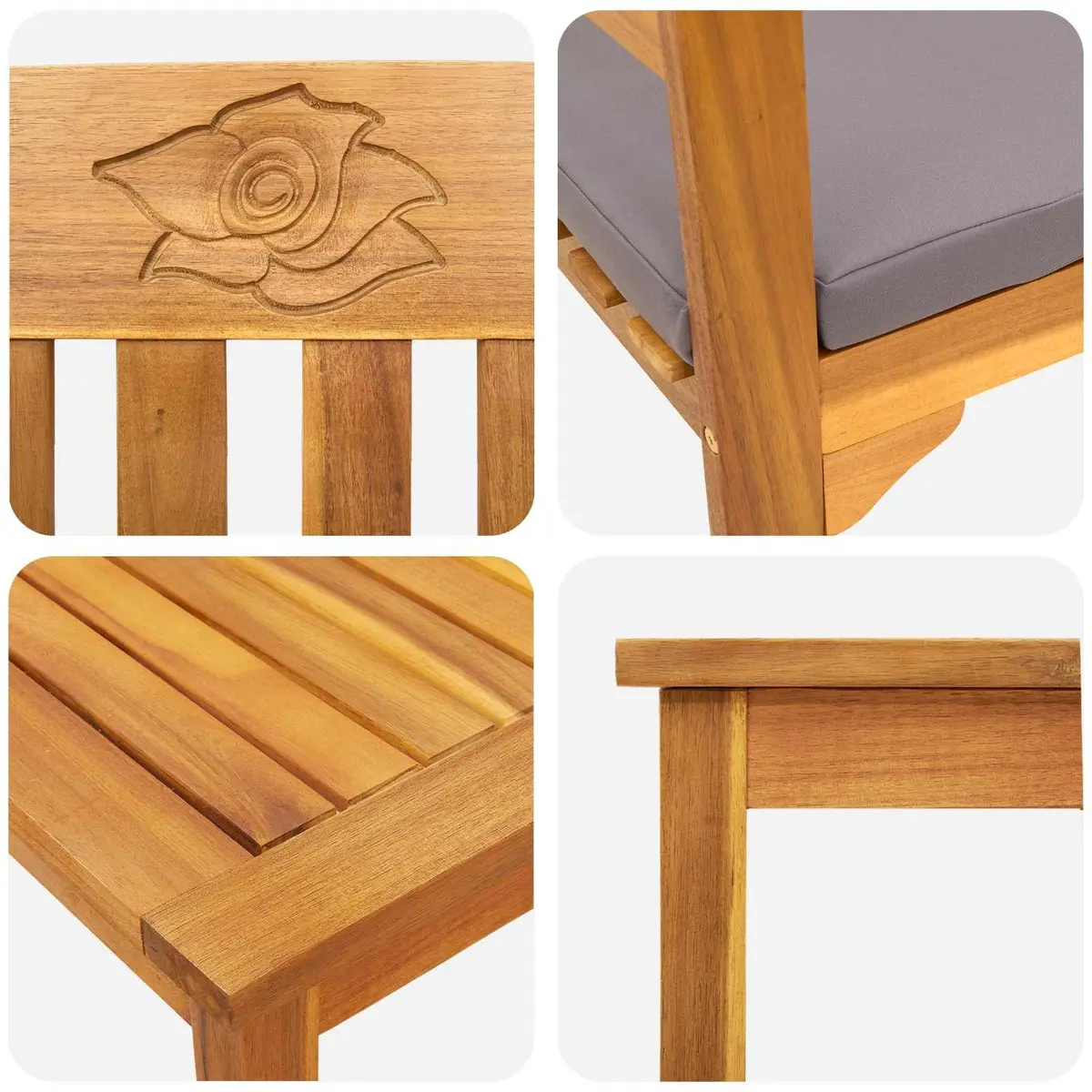 Outdoor Lounge Set Solid Acacia Wood 4 Pieces Brown