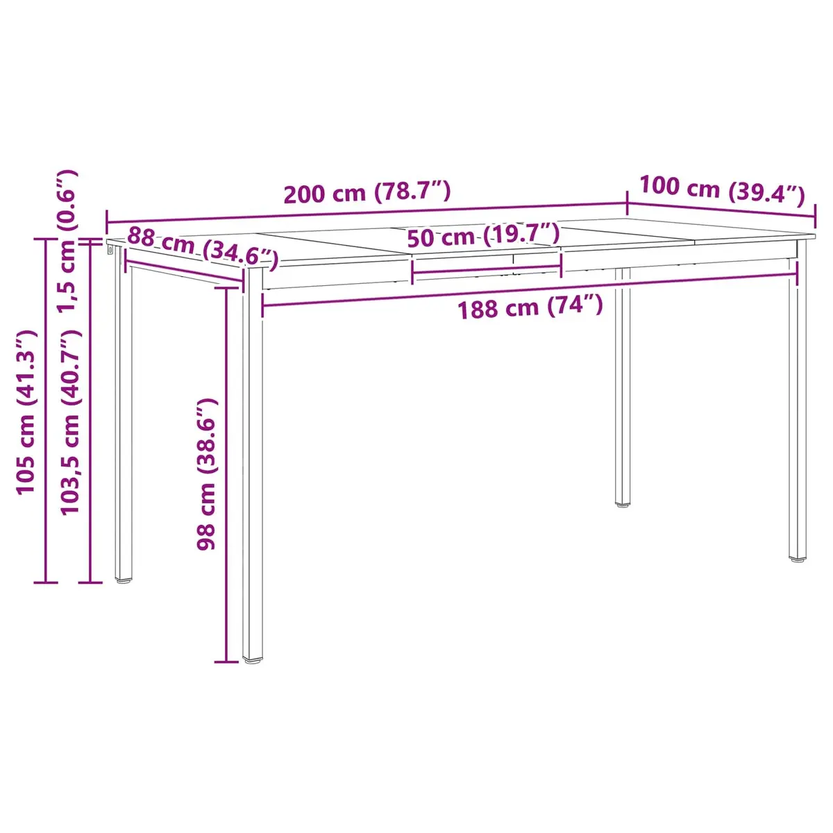 Solid Pine Wood Bar Table with Metal Legs for Dining