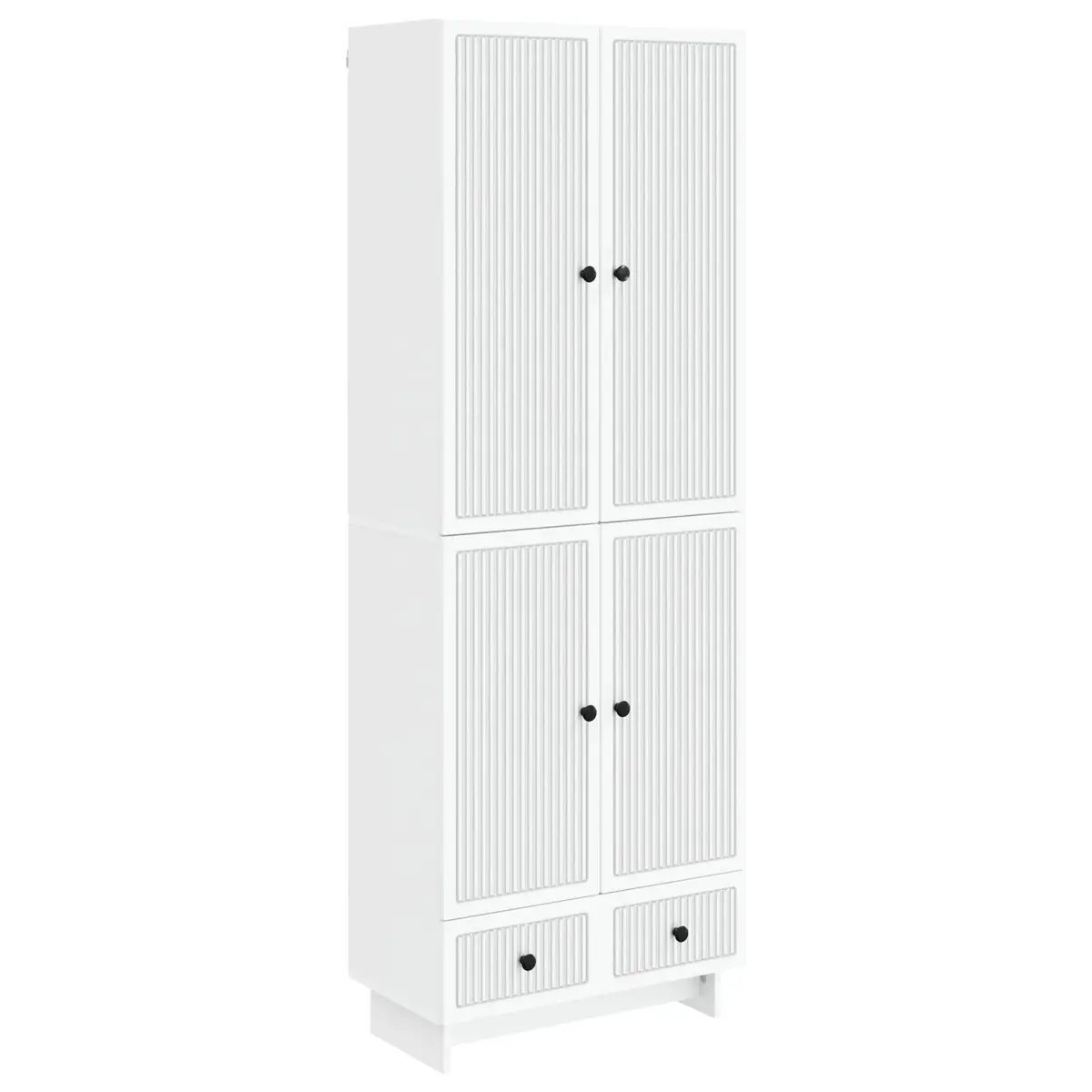 White Engineered Wood Cabinet Set 2 pcs