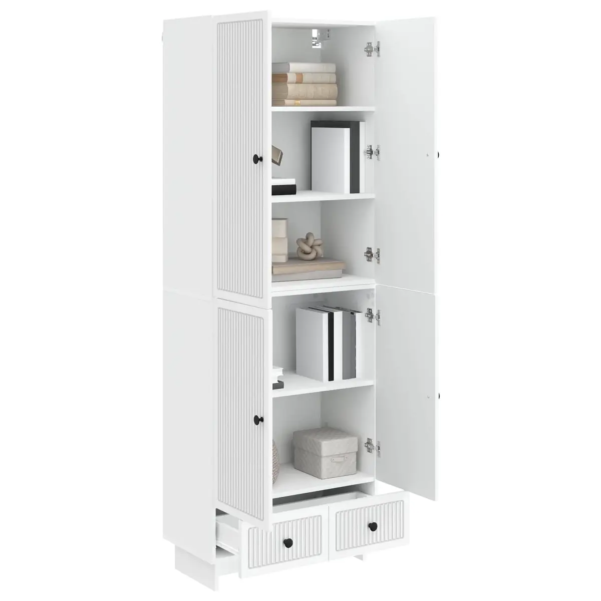 White Engineered Wood Cabinet Set 2 pcs