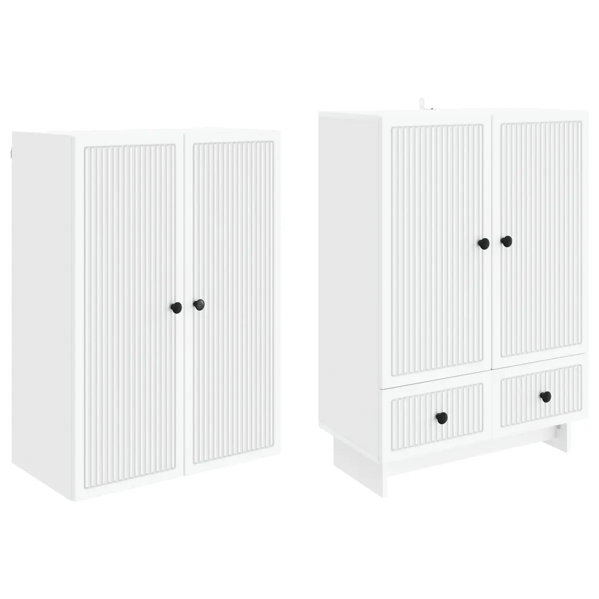 White Engineered Wood Cabinet Set 2 pcs