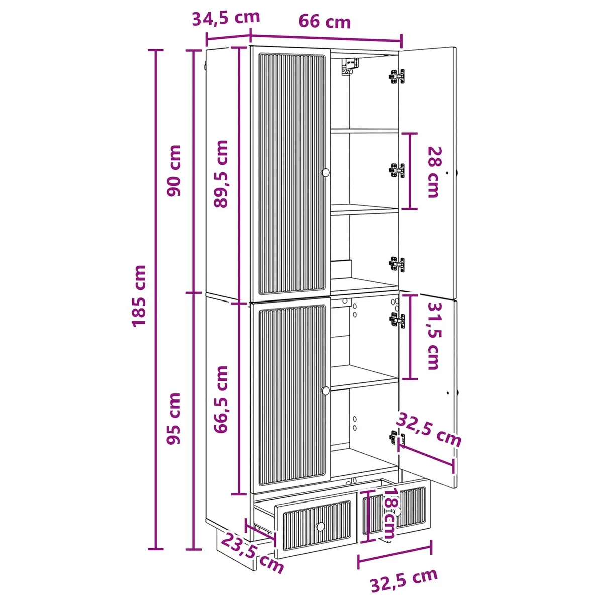 White Engineered Wood Cabinet Set 2 pcs
