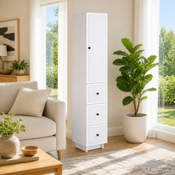 Engineered Wood White Cabinet Set with 2 Pieces