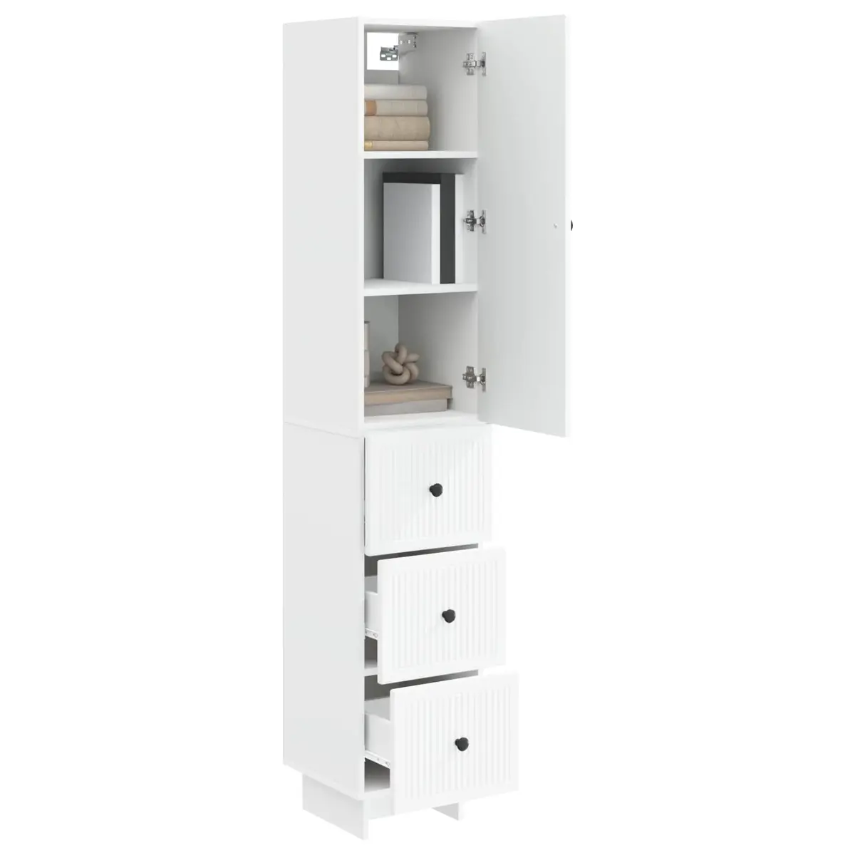 Engineered Wood White Cabinet Set with 2 Pieces