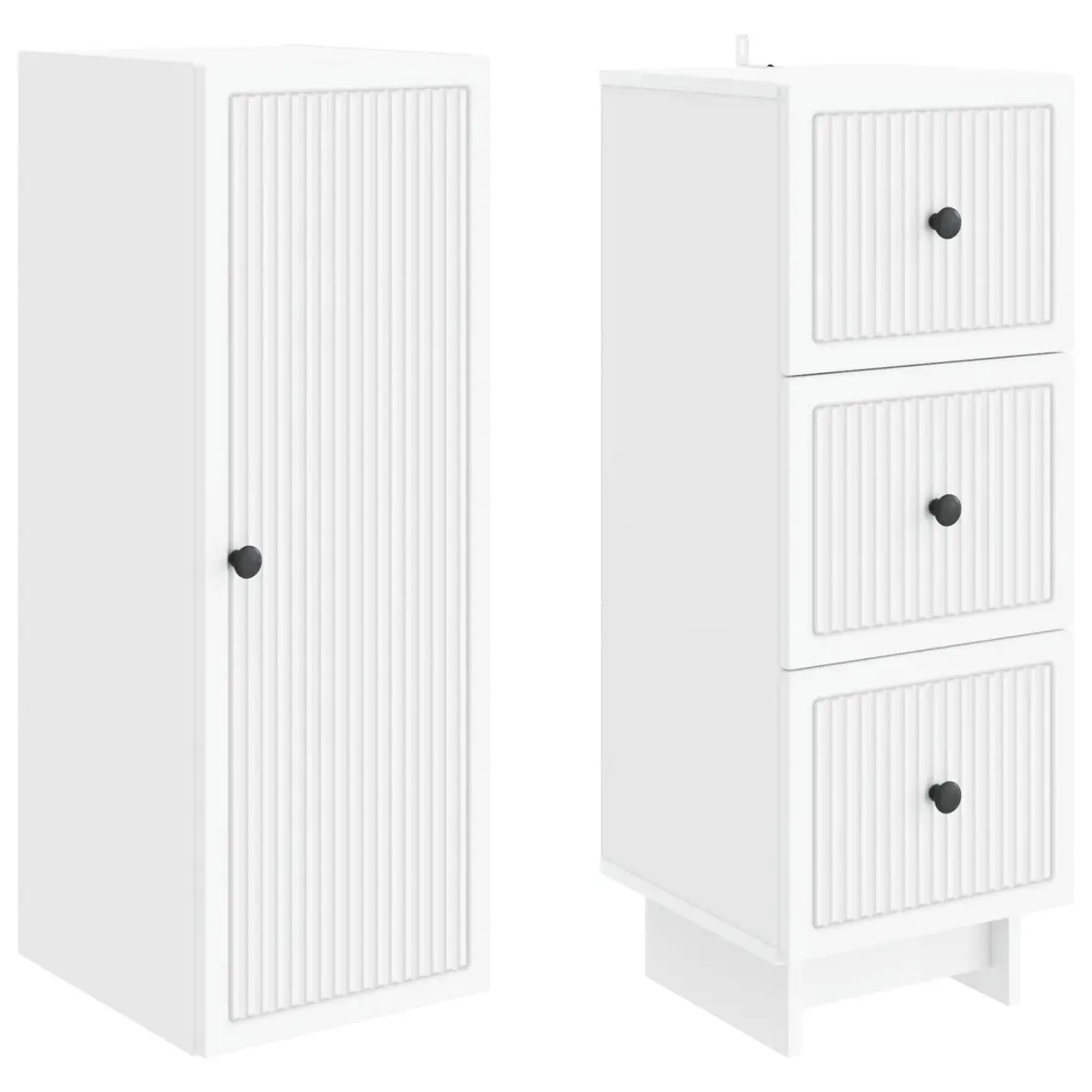 Engineered Wood White Cabinet Set with 2 Pieces