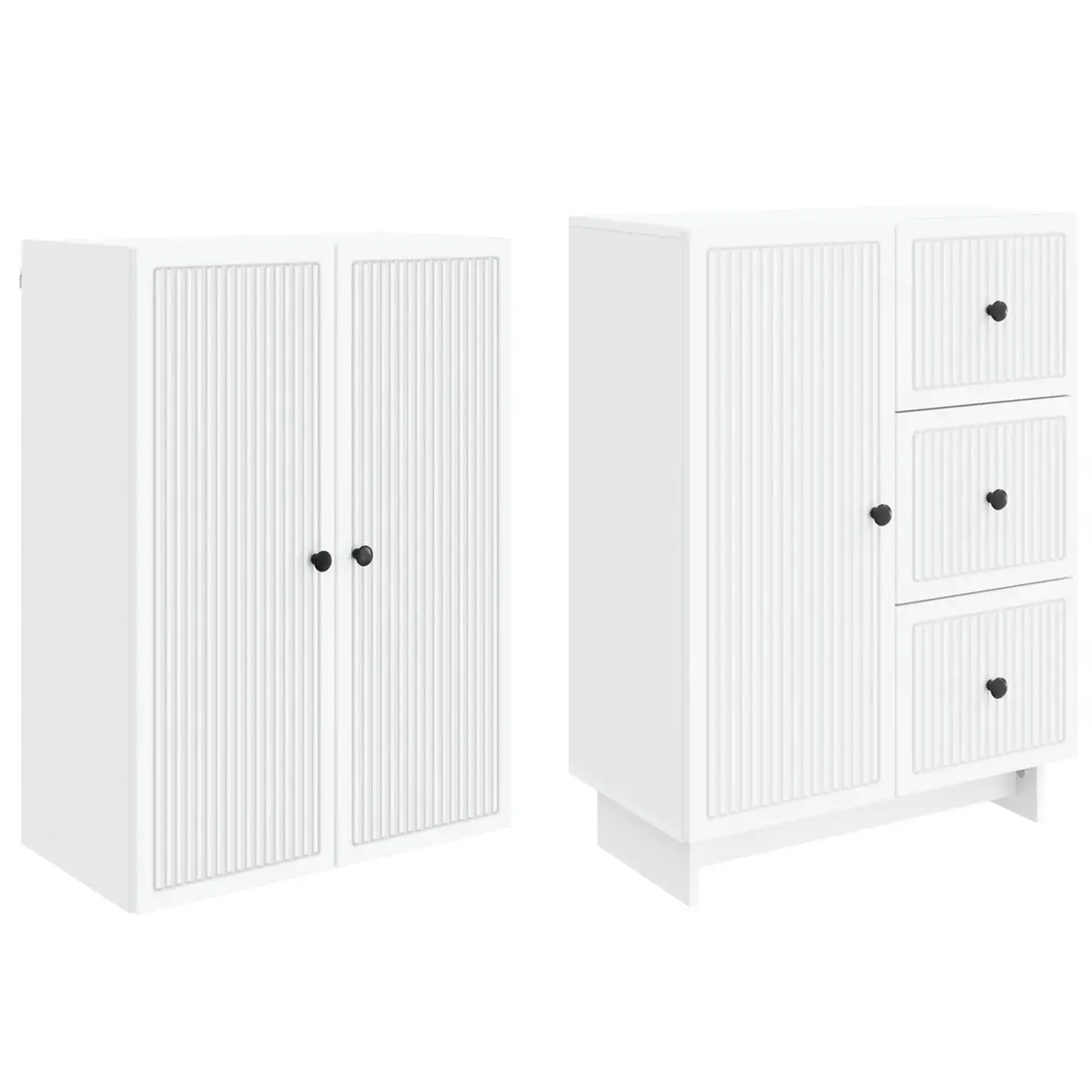 Cabinet Set 2 pcs Storage Furniture Engineered Wood Modular Living Room