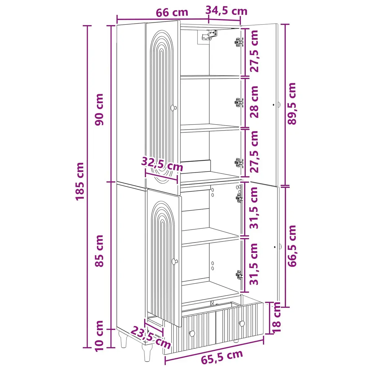 Cabinet Set 2 pcs 66 x 34.5 x 95 cm Storage Furniture Engineered Wood Shelves
