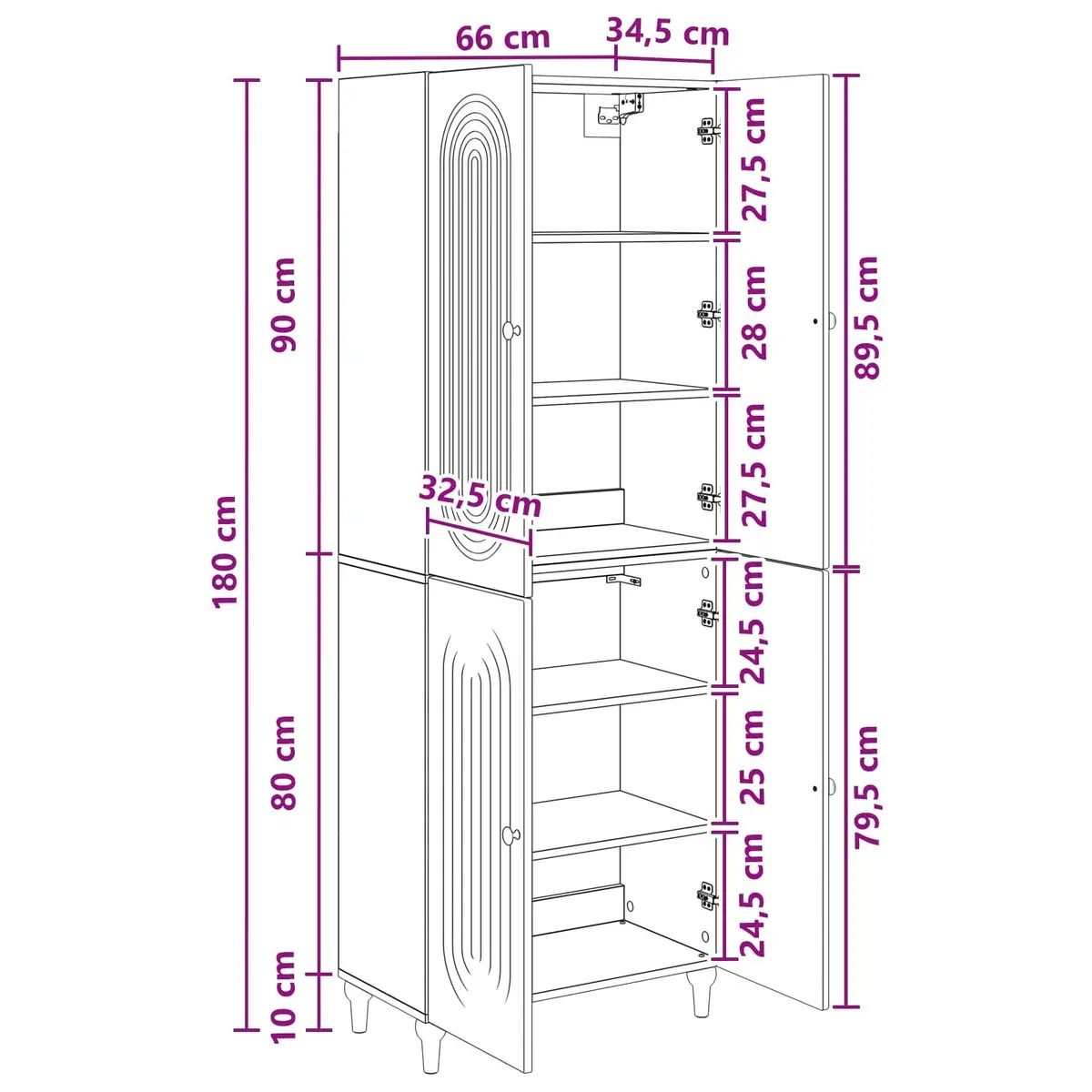 Engineered Wood Storage Cabinet Set 2 pcs 66x34.5x90cm