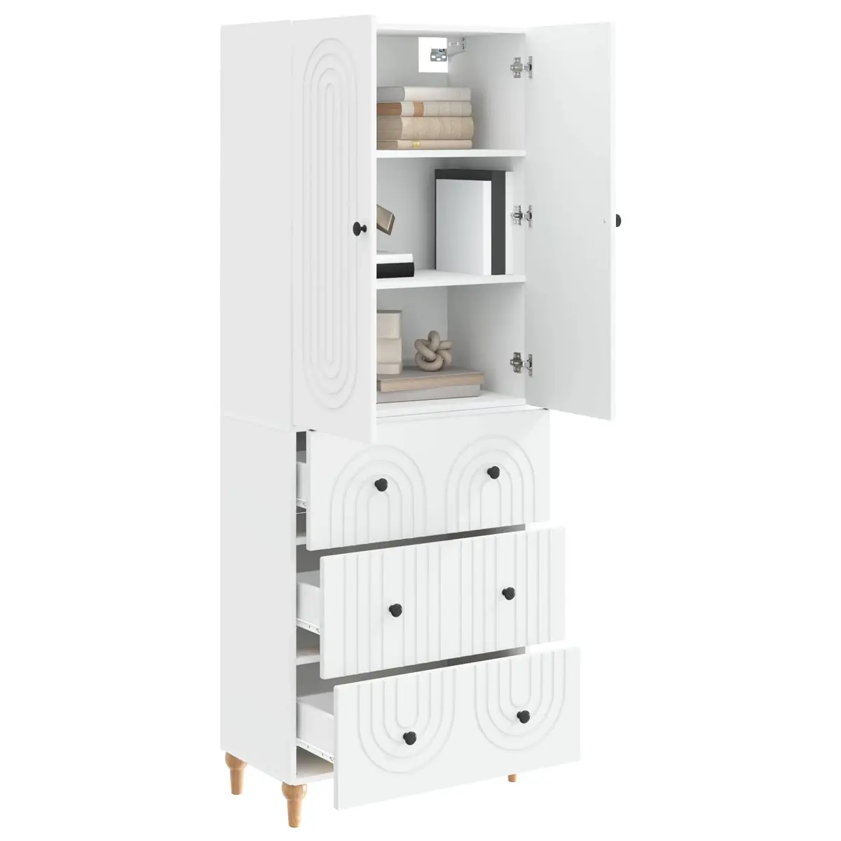 Cabinet Set Engineered Wood 66 x 34.5 x 90 cm Storage Furniture 2 pcs Shelves Drawers Organiser