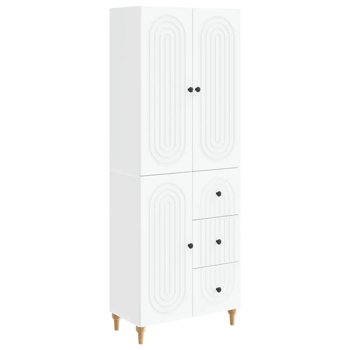Cabinet Set 2 Pieces White Storage Furniture Shelves Drawers Compartments