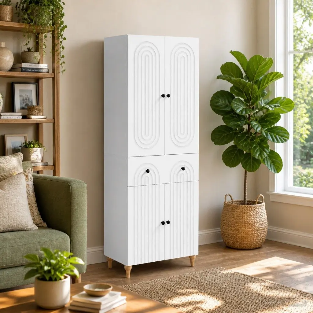 2 Piece Cabinet Set Engineered Wood Storage Furniture 66cm x 34.5cm x 90cm