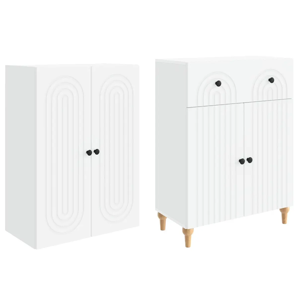 2 Piece Cabinet Set Engineered Wood Storage Furniture 66cm x 34.5cm x 90cm