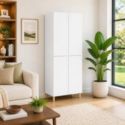 Durable 2-Piece Storage Cabinet Set with LED Lights