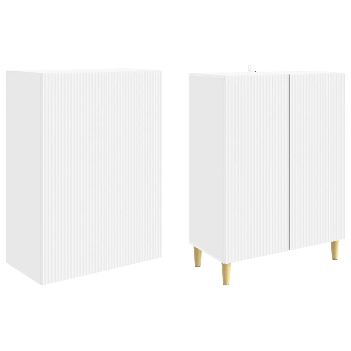 2-Piece Storage Cabinet Set with LED Lights