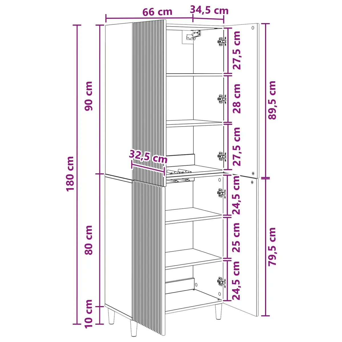 2-Piece Storage Cabinet Set with LED Lights