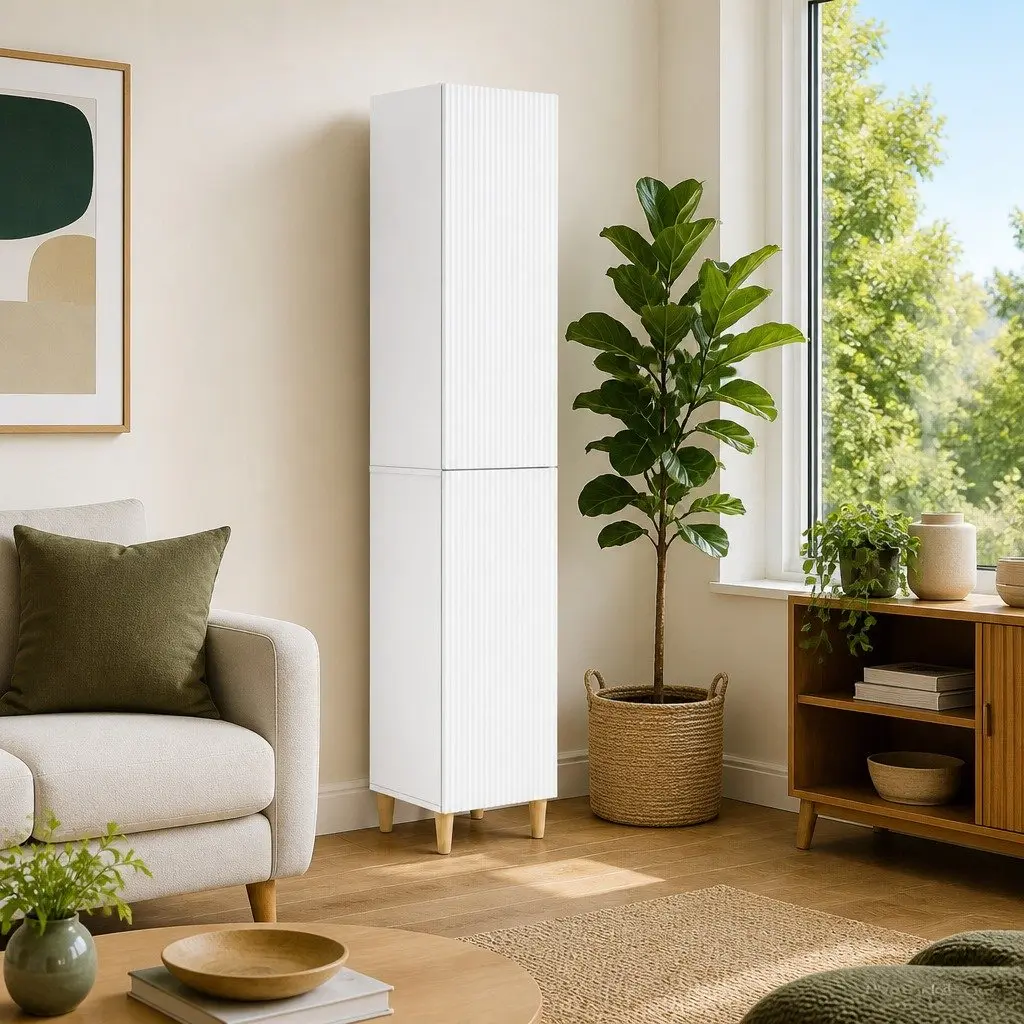 Engineered Wood Cabinet Set, 2 Pieces, White