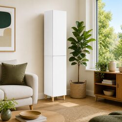 Premium Engineered Wood Cabinet Set, 2 Pieces, White