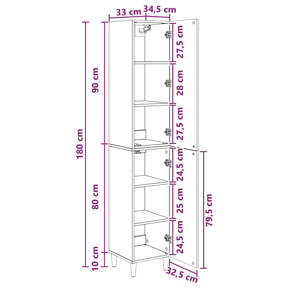 Engineered Wood Cabinet Set, 2 Pieces, White