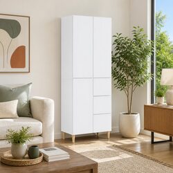 Stylish 2-Piece White Cabinet Set with Storage Options
