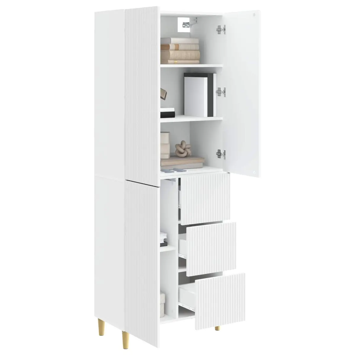 2-Piece White Cabinet Set with Storage Options