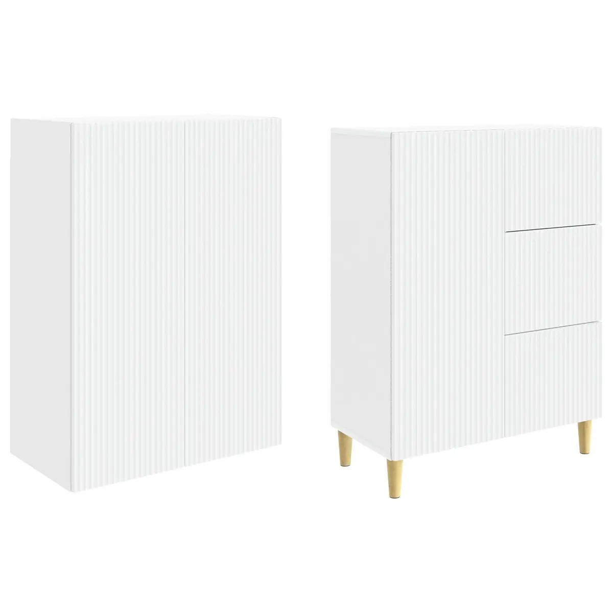 2-Piece White Cabinet Set with Storage Options