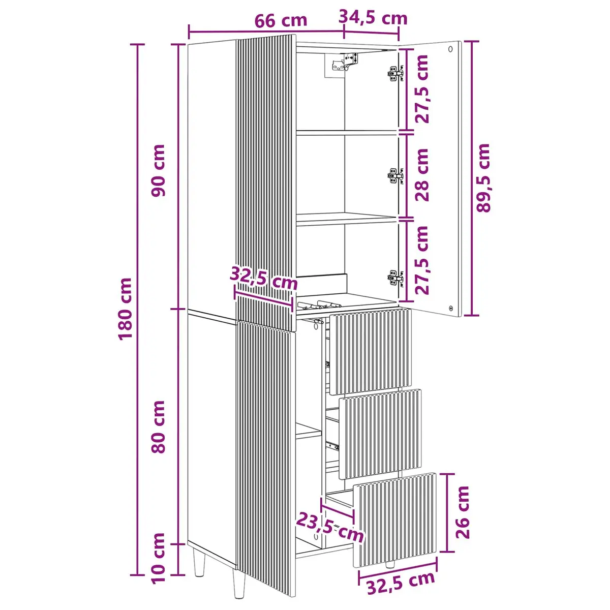 2-Piece White Cabinet Set with Storage Options