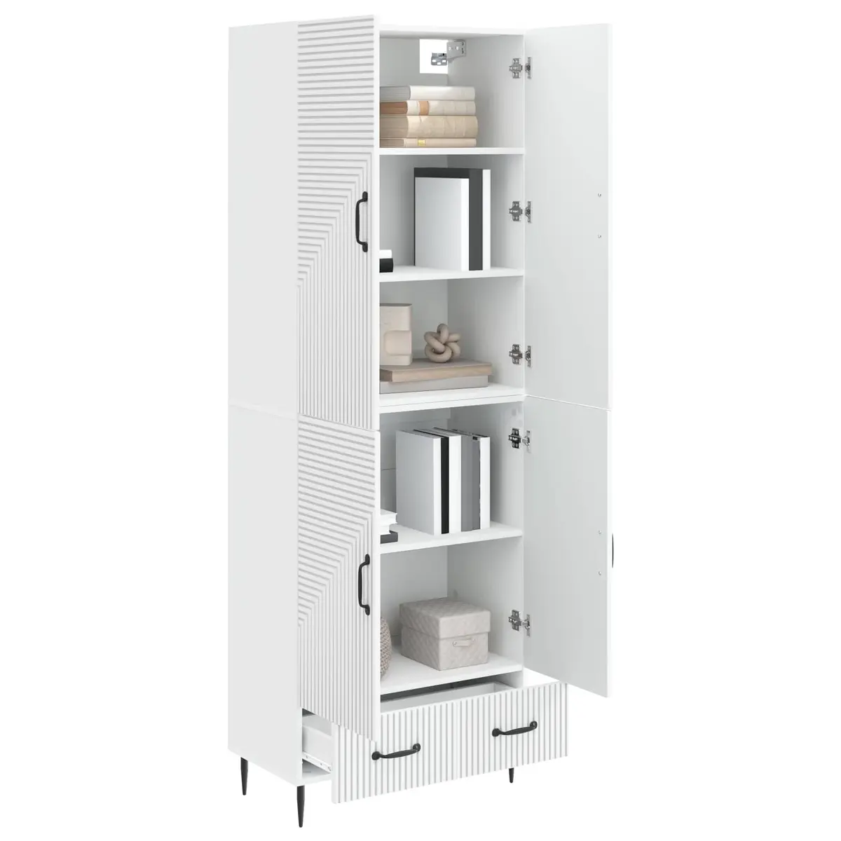 Cabinet Set 2 Pieces Storage Furniture Engineered Wood 66 x 34.5 x 95 cm