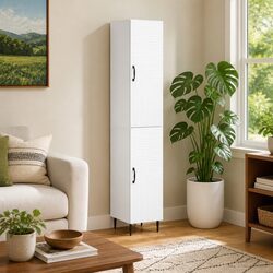 Two-Piece White Cabinet Set for Storage Solutions