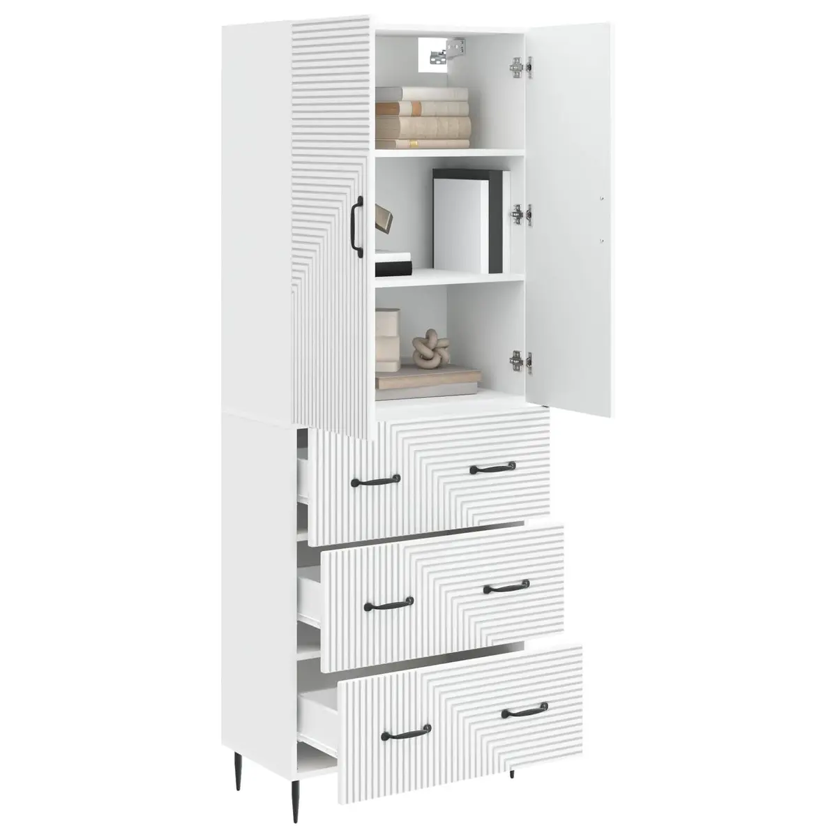 Storage Cabinet Set 2 pcs White 66 x 34.5 x 90 cm Adjustable Shelves