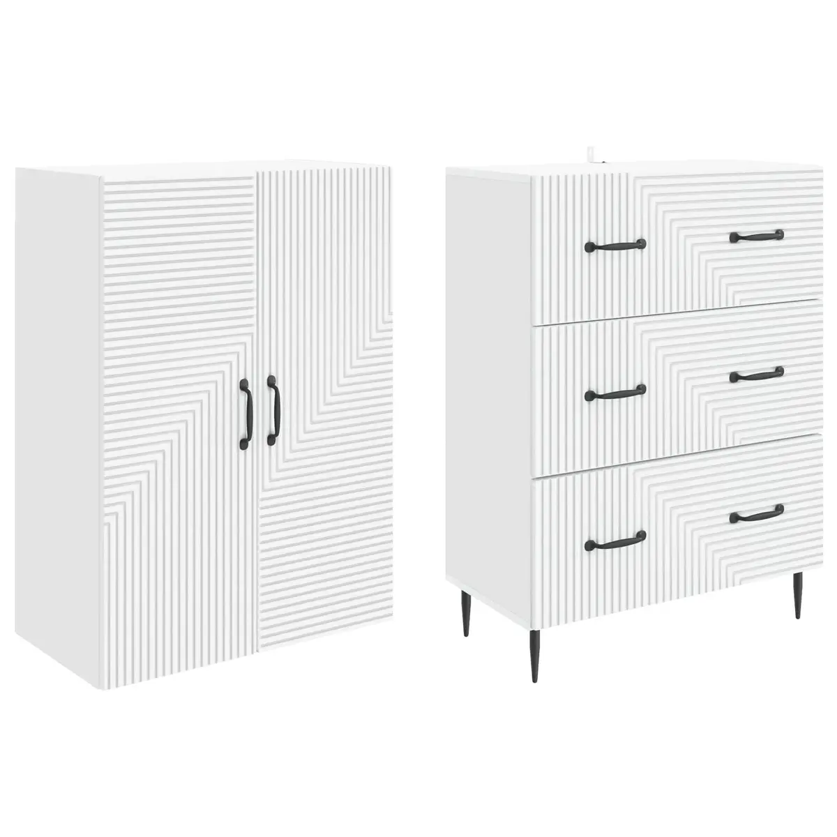 Storage Cabinet Set 2 pcs White 66 x 34.5 x 90 cm Adjustable Shelves