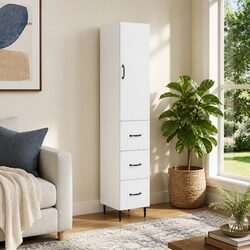 White Modern Storage Cabinet Set - 2 Pieces