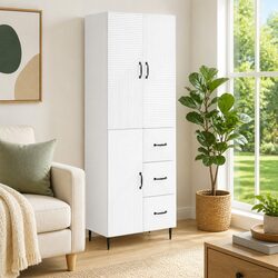 Modern 2-Piece White Cabinet Set for Versatile Storage