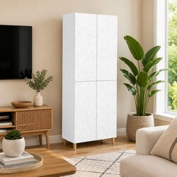 Durable White Cabinet Set 2 Pieces Engineered Wood