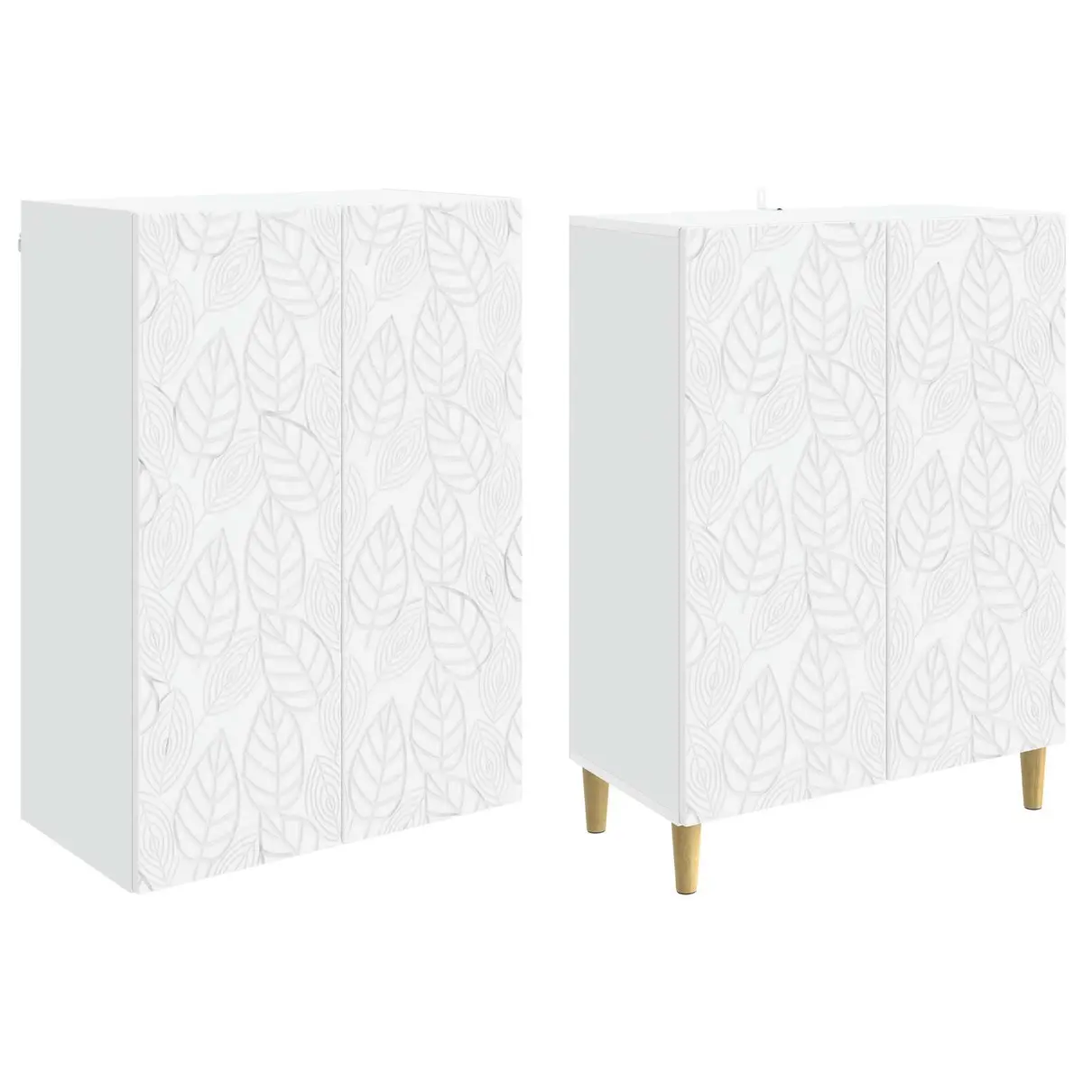 White Cabinet Set 2 Pieces Engineered Wood