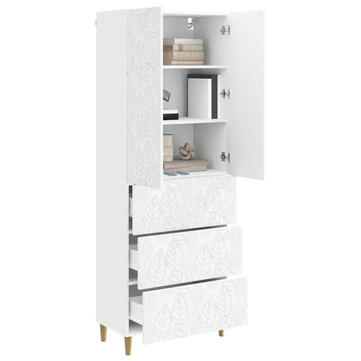 Storage Cabinet Set Engineered Wood 66cm White Modern 2 Piece