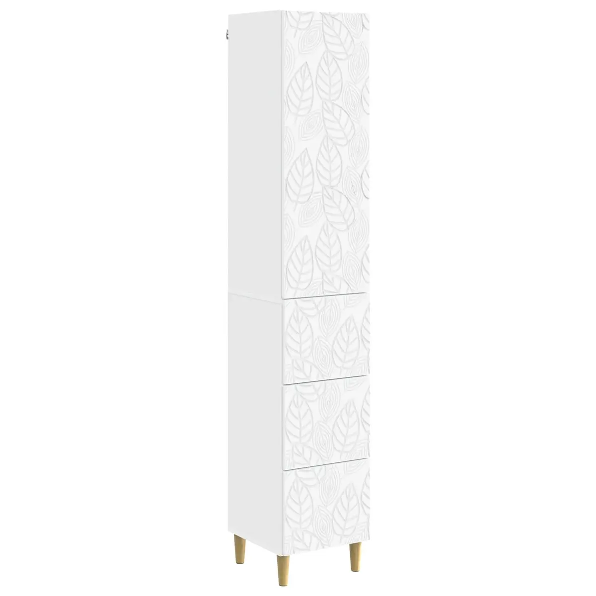 White Storage Cabinet Set 2 pcs Engineered Wood Shelves Doors Handles Home