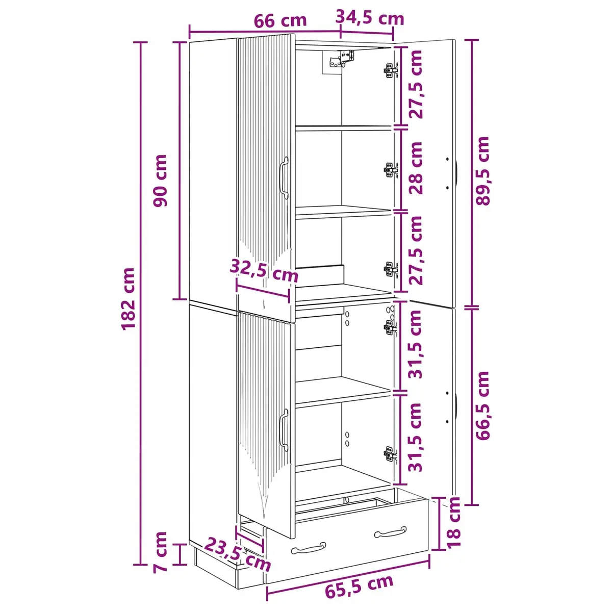 Cabinet Set 2 pcs White Storage Furniture Engineered Wood Modular Design