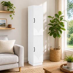 Modern White Cabinet Set - 2 Pieces for Storage