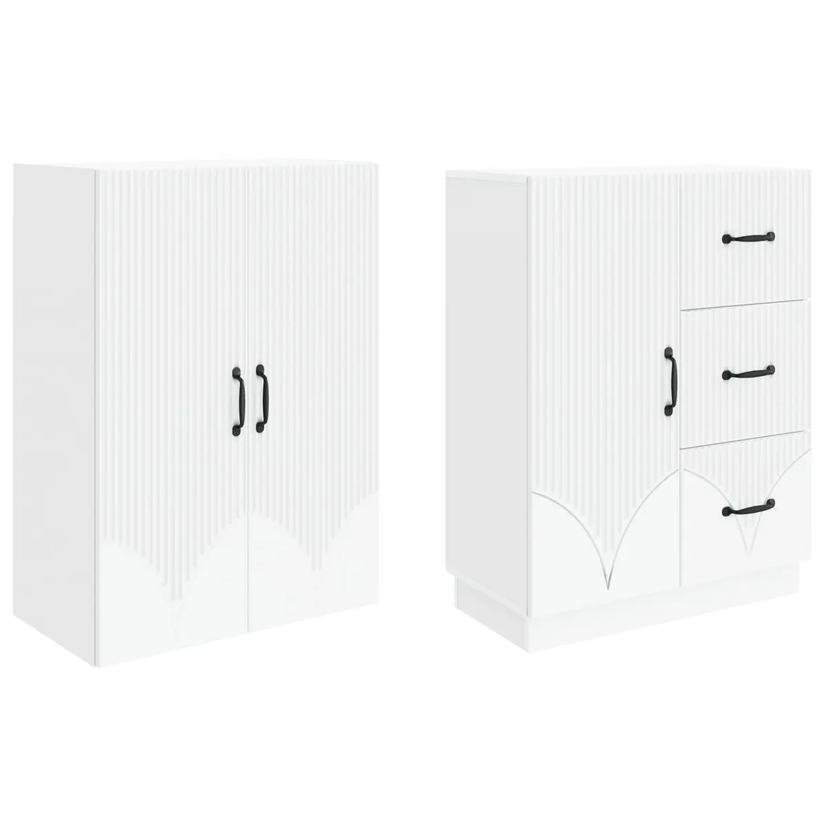 2-Piece Cabinet Set in White Engineered Wood