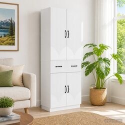 Sturdy White Engineered Wood Cabinet Set - 2 Pieces