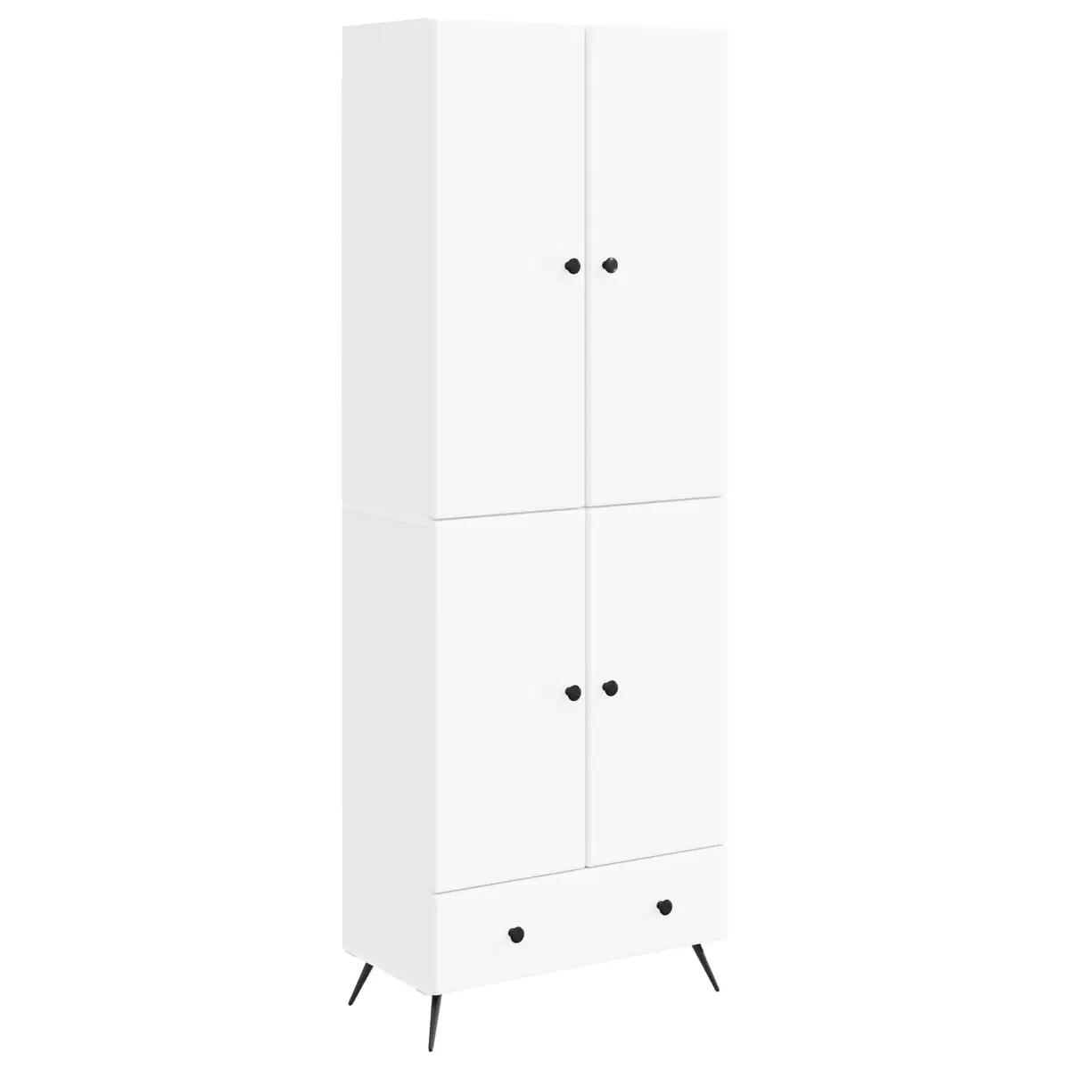 Cabinet Set 2 Pieces White Storage Furniture Drawers Shelves LED Lights